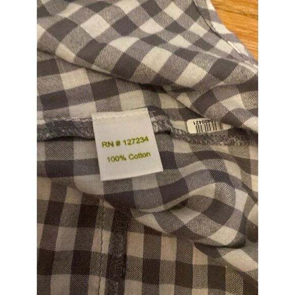 Garnet Hill, women's grey checkered long sleeve collared button down shirt sz 14 - Picture 8 of 8
